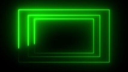 Vibrant Neon Green Rectangular Frames in a Concentric Pattern on Black image photo