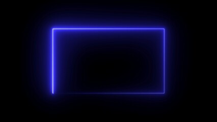 Bright Blue Neon Rectangle Border Glowing On A Black Background light electric