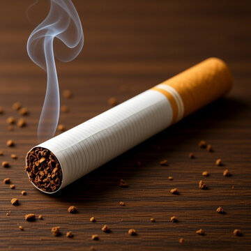 Primer plano cigarrillo sin usar humeando 