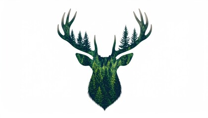 Obraz premium Deer head with forest inside