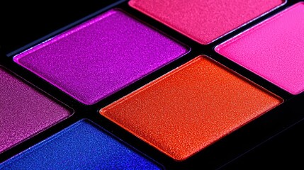Fototapeta premium Close-up of a colorful eyeshadow palette with vibrant shades.