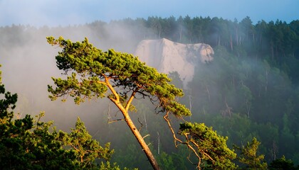 Picturesque landscape of island rugen germany showcasing konigsstuhl rock formation