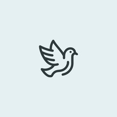 Simple minimalist pigeon logo line illustration.