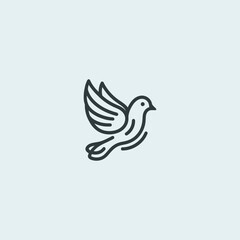 Simple minimalist pigeon logo line illustration.