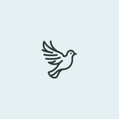 Obraz premium Simple minimalist pigeon logo line illustration.