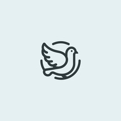Simple minimalist pigeon logo line illustration.