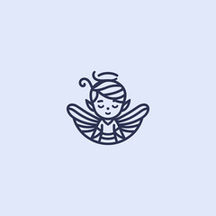 Simple minimalist fairy boy logo line illustration.