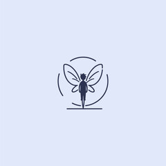 Simple minimalist fairy boy logo line illustration.