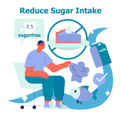 Reducing Sugar Intake with Healthy Diet Choices Illustration