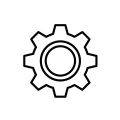 Gear icon in minimalist line art style on white background  