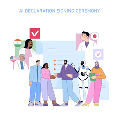 AI Declaration Signing Ceremony with Diverse Participants