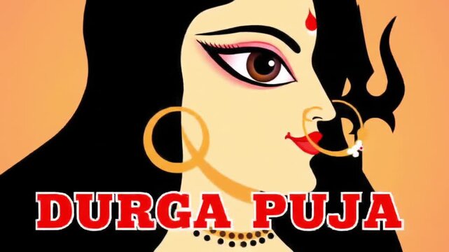 A beautiful vector illustration depicting the serene face of the Hindu Goddess Durga, a symbol of divine power for the Indian festival celebration of Navratri and Durga Puja