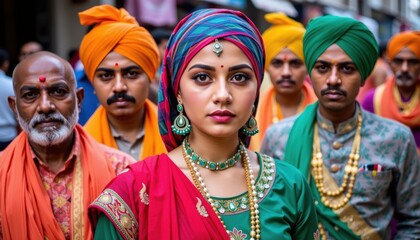 Obraz premium Colorful Traditional Woman Festive Cultural Celebration