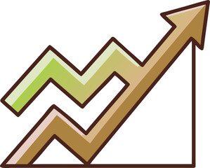 Blue zigzag stock chart arrow, clean minimal