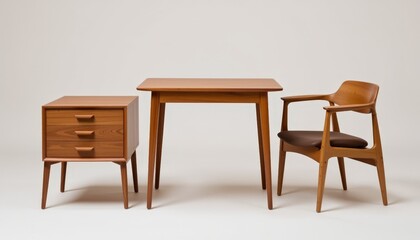 Elegant Wooden Desk and Chair Set Modern Workspace