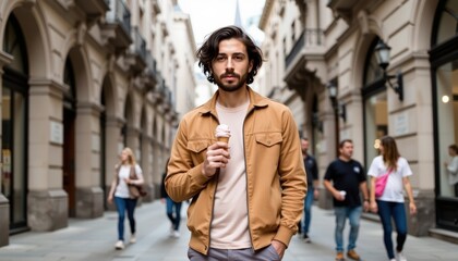 Obraz premium Relaxed Man Enjoying Ice Cream