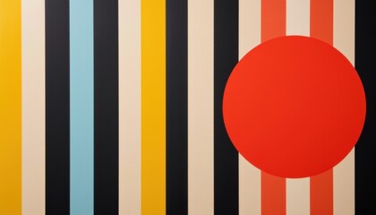 Colorful Abstract Vertical Stripes with Red Circle