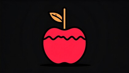 Obraz premium A vibrant, outlined illustration of a candy , against a stark black background, captures the simple sweetness of a classic treat.