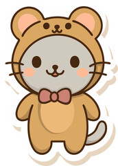 A kawaii bear cat icon, combining a bear and cat character, perfect for cute animal designs.