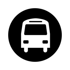 Bus Icon on Black Circle