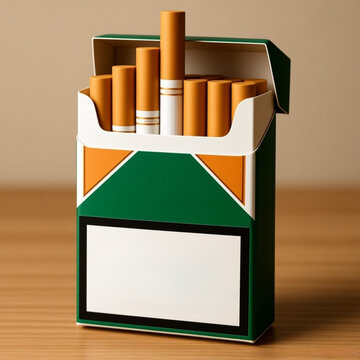 Primer plano paquete de tabaco abierto con cigarros asomando