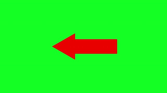 Animation red arrow pointing to side and moving on green screen