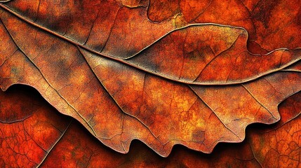 Fototapeta premium Detailed autumnal oak leaves composition with veins and textures for background