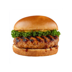 Juicy Grilled Chicken Burger with Mustard and Kale on a Sesame Seed Bun