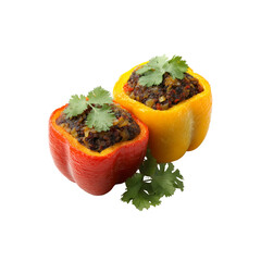 Delicious Stuffed Bell Peppers with Savory Filling and Fresh Cilantro Garnish