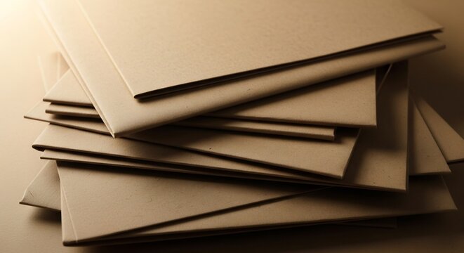 Stacked Kraft Paper Folders with Dramatic Side Lighting and Soft Shadows