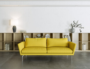 Large luxury modern bright interiors Living room mockup illustration 3D rendering image