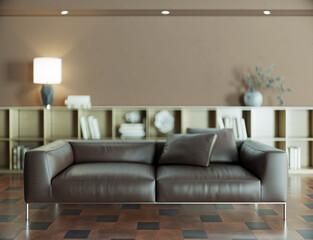 Large luxury modern bright interiors Living room mockup illustration 3D rendering image