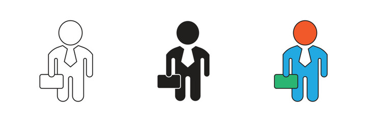 Obraz premium Office worker vector icon isolated on a white background. Flat design office worker icon. Great for web design and business.