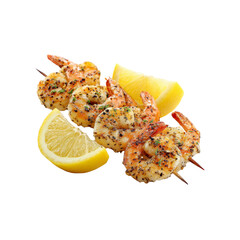 Delicious Grilled Shrimp Skewers with Lemon Wedges