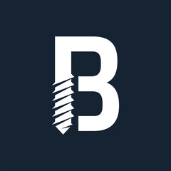 b letter screw abstract logo modern style © Radovani