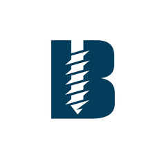 b letter screw abstract logo modern style