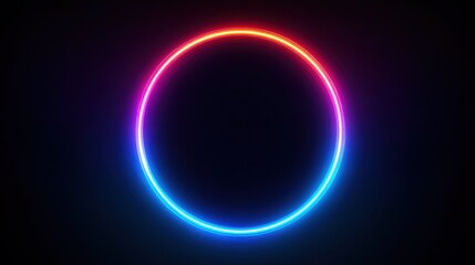 Obraz premium Vibrant Neon Circle on Black Background, Perfect for Modern Design and Creative Projects with Futuristic Aesthetic