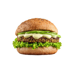 Delicious Vegan Burger with Avocado and Creamy Sauce