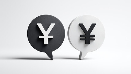 Obraz premium ダーク調吹き出しと白い円記号バッジ