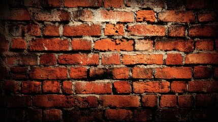 Fototapeta premium Rustic Textured Red Brick Wall with Shadows and Highlights for Background or Decor Use