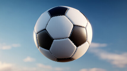 Naklejka premium 青空に浮かぶサッカーボール