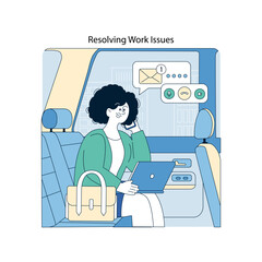 Businesswoman Solving Work Issues During Car Ride