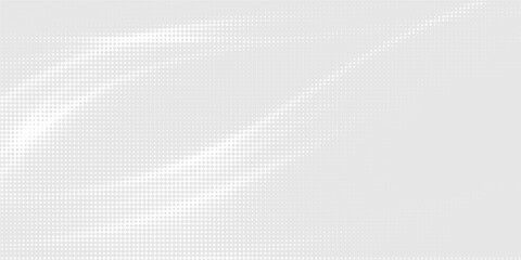 Flowing dots particles wave pattern halftone gradient curve shape isolated on white background. Vector in concept of technology, science, music, modern.