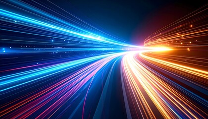 Vibrant streams of light converge in a futuristic display of speed and connectivity