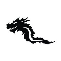 Black silhouette design simple dragon logo animal legend template illustration