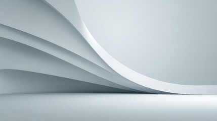 Abstract White Curved Lines Create Modern Minimalist Background for Design and Art Projects