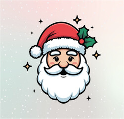 Cute Santa Claus Face Cartoon Illustration