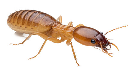 A detailed close up of a termite showing its segmented body and antennae against a black background vreated with genrated ai