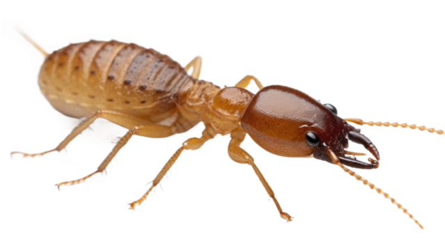 Close up shot of a termite with visible mandibles and segmented antennae on a black background vreated with genrated ai