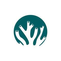 coral logo underwater seaweed plant simple template design marine decoration